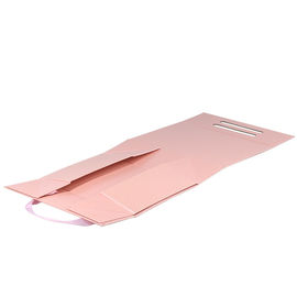 Foldable Pink Magnetic Closure Gift Box With Ribbon Handle Premium Glossy Finish