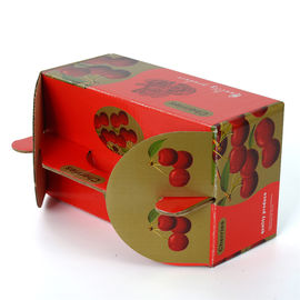 Full Color Corrugated Carton Box / Cherry Fruit Packaging Boxes With Handle