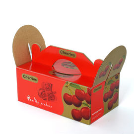 Full Color Corrugated Carton Box / Cherry Fruit Packaging Boxes With Handle