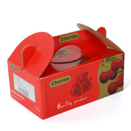 Full Color Corrugated Carton Box / Cherry Fruit Packaging Boxes With Handle