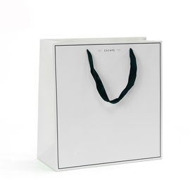 Customized Logo Paper Shopping Bags With Ribbon Handles Full Color Printing