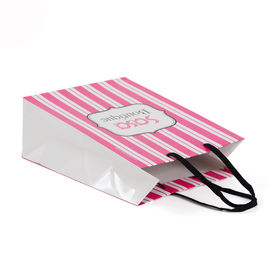 Foldable Customized Branded Paper Bags / Paper Gift Bags With Rope Handles