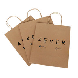 Eco Friendly Kraft Paper Shopping Bag ,  Brown Paper Bags With Handles Custom Logo