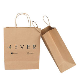 Eco Friendly Kraft Paper Shopping Bag ,  Brown Paper Bags With Handles Custom Logo