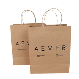 Eco Friendly Kraft Paper Shopping Bag ,  Brown Paper Bags With Handles Custom Logo