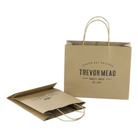 Custom Printed Kraft Paper Packaging Bags / Brown Paper Gift Bags Cmyk Printing