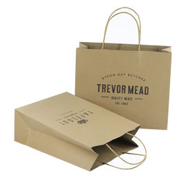 Custom Printed Kraft Paper Packaging Bags / Brown Paper Gift Bags Cmyk Printing