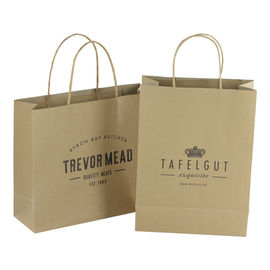 Custom Printed Kraft Paper Packaging Bags / Brown Paper Gift Bags Cmyk Printing