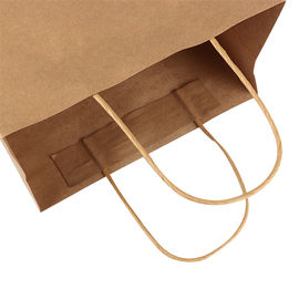 Recycled Kraft Paper Shopping Bags With Handles , Brown Paper Grocery Bags