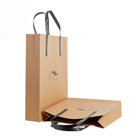 Recyclable Custom Printed Kraft Paper Bags / Brown Kraft Bags With Handles