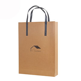 Recyclable Custom Printed Kraft Paper Bags / Brown Kraft Bags With Handles