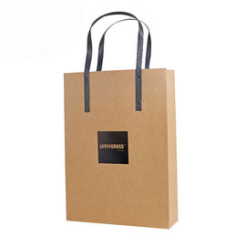 Recyclable Custom Printed Kraft Paper Bags / Brown Kraft Bags With Handles