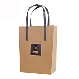 Recyclable Custom Printed Kraft Paper Bags / Brown Kraft Bags With Handles