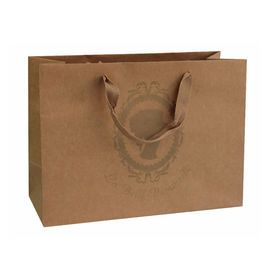 Natural Brown Kraft Paper Shopping Bags With Handles Custom Logo Printed