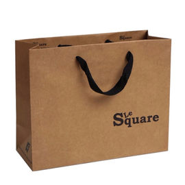 Natural Brown Kraft Paper Shopping Bags With Handles Custom Logo Printed