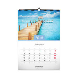 12 Months Custom Calendar Printing , Full Color Custom Wall Calendars With Hanger