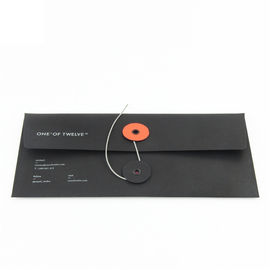 Black Color Custom Paper Card Envelopes Printing With String Closure