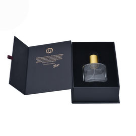 Magnetic Paper Perfum Packaging Box , Black Cosmetic Gift Box Custom Printing