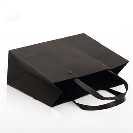 Black Color Paper Foldable Shopping Bags , Paper Bags Printed With Logo