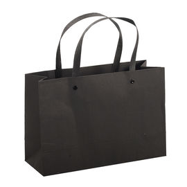 Black Color Paper Foldable Shopping Bags , Paper Bags Printed With Logo