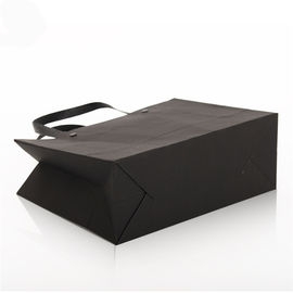 Black Color Paper Foldable Shopping Bags , Paper Bags Printed With Logo