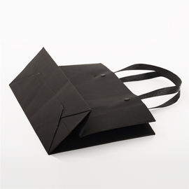 Black Color Paper Foldable Shopping Bags , Paper Bags Printed With Logo