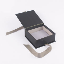 Square Handmaded Paper Gift Box With Ribbon Closed Glossy / Matte Lamination