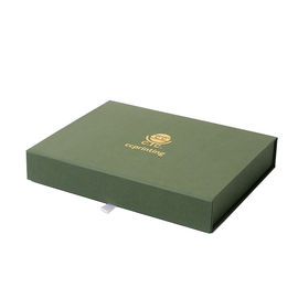 Green Magnetic Paper Gift Box Custom Logo / Foldable Cardboard Boxes