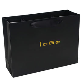 Custom Luxury Black Garment Packaging Paper Bag With Satin Ribbon Rope