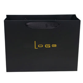 Custom Luxury Black Garment Packaging Paper Bag With Satin Ribbon Rope