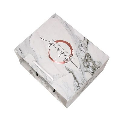 Custom Rose Gold Marble Boutique Gift Paper Carry Bags With Logo Printed