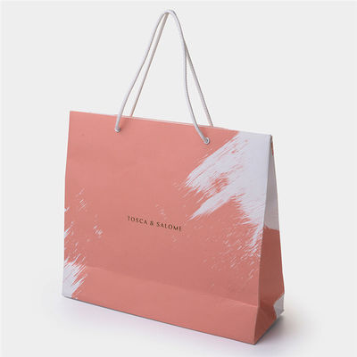 Custom Branded Logo Luxury Ping Paper Shopping Bags With Handles For Lady