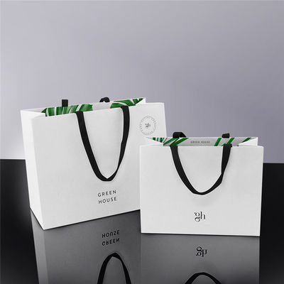 Custom Large Durable White Paper Shopping Paper Bags With Logo