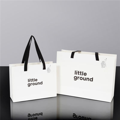 Custom Large Durable White Paper Shopping Paper Bags With Logo