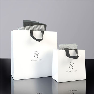 Custom Large Durable White Paper Shopping Paper Bags With Logo