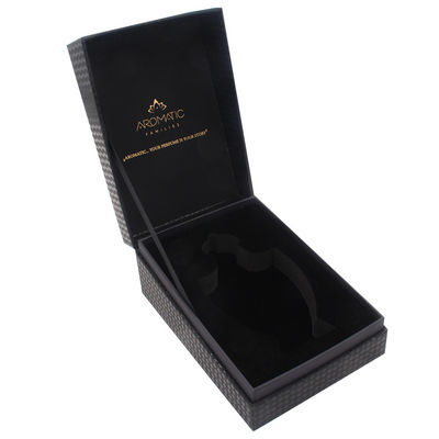 Black Rigid Paper Perfume Packing Box With Gold Logo