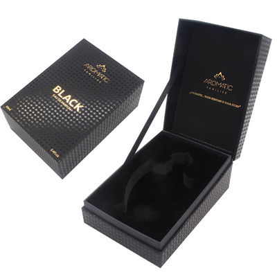 Black Rigid Paper Perfume Packing Box With Gold Logo