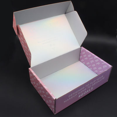 Customised Printing Pink Holographic Shipping Mailing Box Custom Private Label With Logo