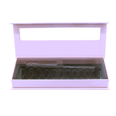 Custom Logo Small Purple Retail Fake Artificial Empty Nail Tip Boxes False Press On Nail Packaging Box