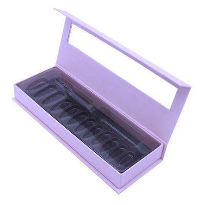 Custom Logo Small Purple Retail Fake Artificial Empty Nail Tip Boxes False Press On Nail Packaging Box