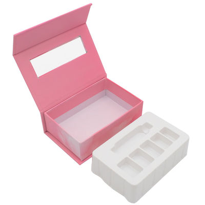 Customize logo printed pink press on nail packaging box Cheap packaging box with eva insert for artificial nails