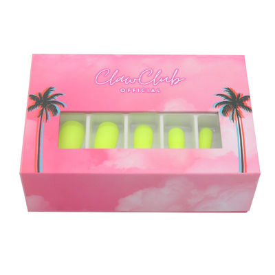 Customize logo printed pink press on nail packaging box Cheap packaging box with eva insert for artificial nails