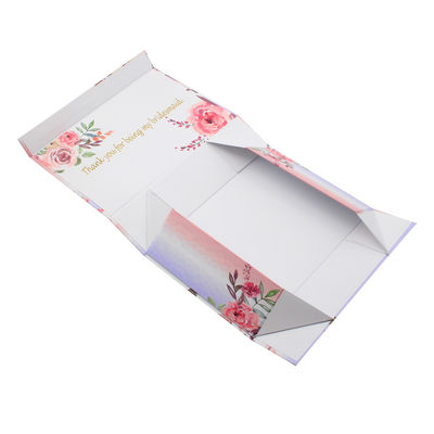 Custom Logo Printed Folding Magnetic Wedding Favor Invitation Bridesmaid Groom Gift Boxes With Ribbon