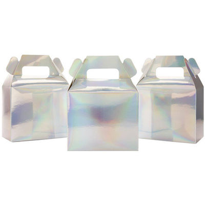 Custom Logo Printed Holographic Iridescent Foil Gable Packaging Boxes