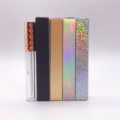 Custom Logo Printing Pink Gold Holographic Lip Gloss Lipgloss Tube Packaging Box