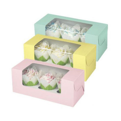 Custom Logo Printed Paper Pink White Pastry Boxes With Clear Windows