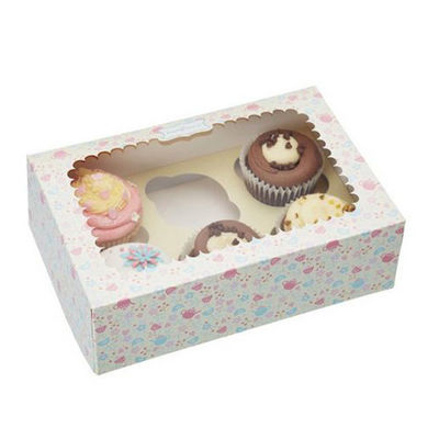 Custom Logo Printed Paper Pink White Pastry Boxes With Clear Windows
