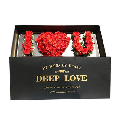 Custom Logo Printing Valentine Mothers Day Gift Boxes Pink Deep I Love You U Mom Rose Flower Box