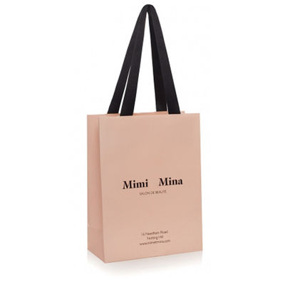 Custom Logo Printed Paper Pink Jewelry Packaging Gift Bag With Ribbons