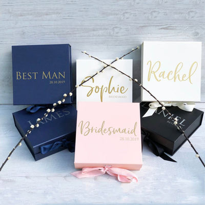 Personalised Printed Bridal Party Gift Set Packaging Box Pink Bridesmaid Proposal Gift Packaging Box With Ribbon